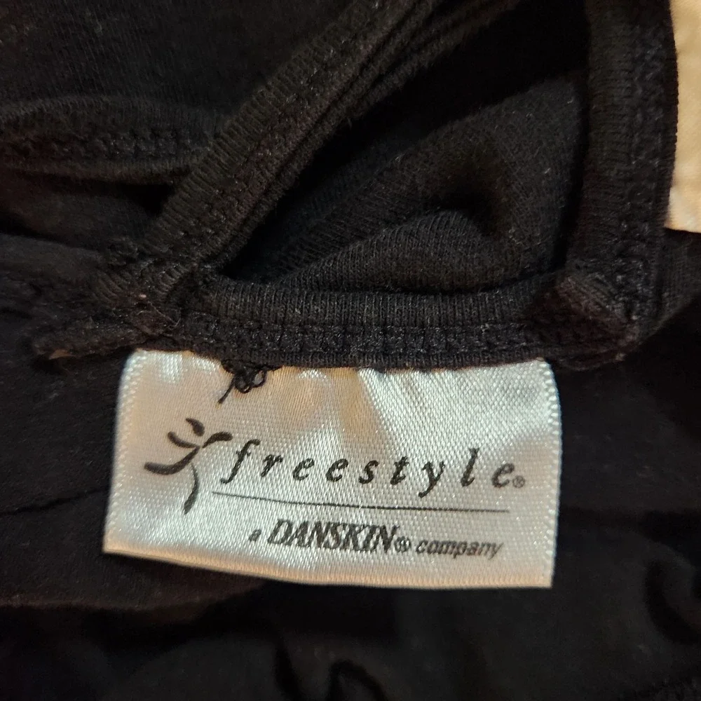 Freestyle by Danskin Black Rhinestone Embellished Girls Dance Leotard Size 6/6X‎
